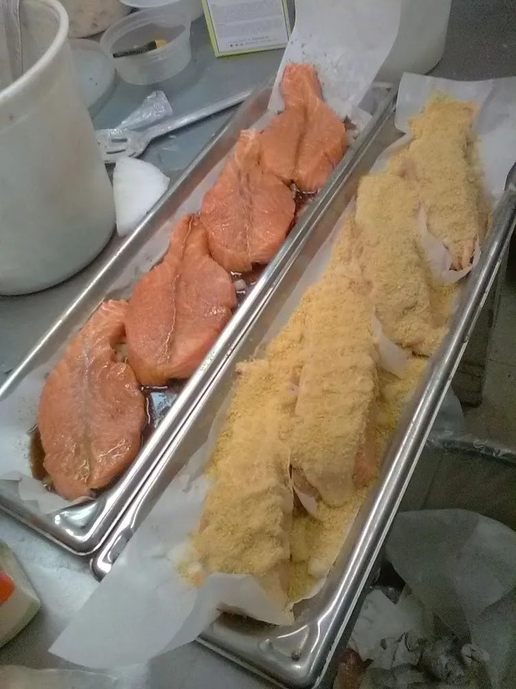 Baked Salmon Teriyaki and Baked Salmon Breaded with Crumbs